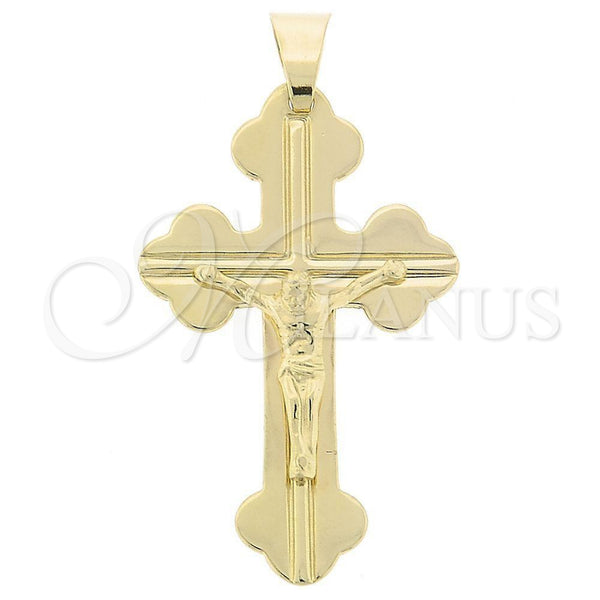 Oro Laminado Religious Pendant, Gold Filled Style Crucifix Design, Polished, Golden Finish, 05.16.0017
