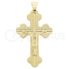 Oro Laminado Religious Pendant, Gold Filled Style Crucifix Design, Polished, Golden Finish, 05.16.0017