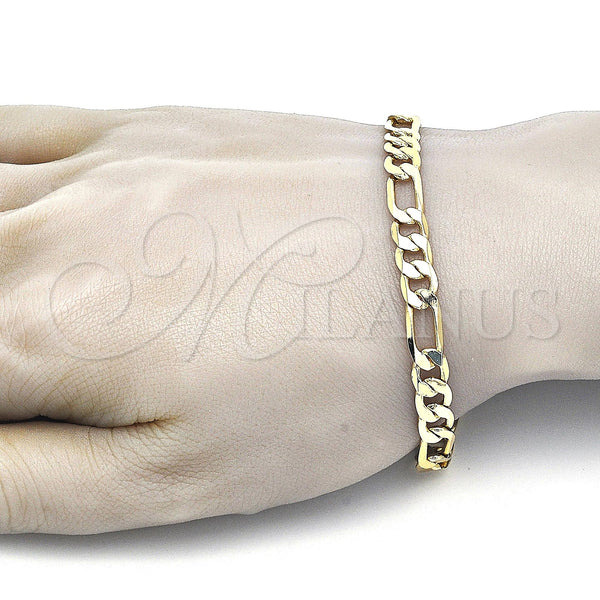 Oro Laminado Basic Bracelet, Gold Filled Style Figaro Design, Polished, Golden Finish, 5.222.012.08 (180 Gauge, Thickness, 8 Inches Length)