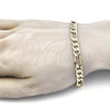 Oro Laminado Basic Bracelet, Gold Filled Style Figaro Design, Polished, Golden Finish, 5.222.012.08 (180 Gauge, Thickness, 8 Inches Length)