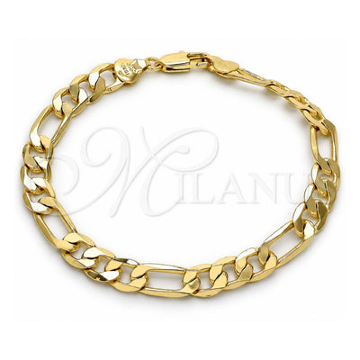 Oro Laminado Basic Bracelet, Gold Filled Style Figaro Design, Polished, Golden Finish, 5.222.012.08 (180 Gauge, Thickness, 8 Inches Length)