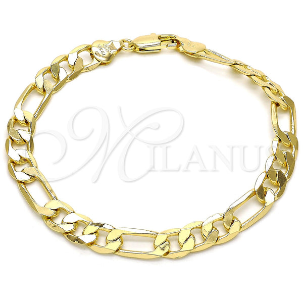 Oro Laminado Basic Bracelet, Gold Filled Style Figaro Design, Polished, Golden Finish, 5.222.012.08 (180 Gauge, Thickness, 8 Inches Length)