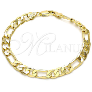 Oro Laminado Basic Bracelet, Gold Filled Style Figaro Design, Polished, Golden Finish, 5.222.012.08 (180 Gauge, Thickness, 8 Inches Length)
