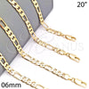 Oro Laminado Basic Necklace, Gold Filled Style Figaro Design, Polished, Golden Finish, 5.222.013.20 (160 Gauge, 06 MM Thickness, 20 Inches Length)