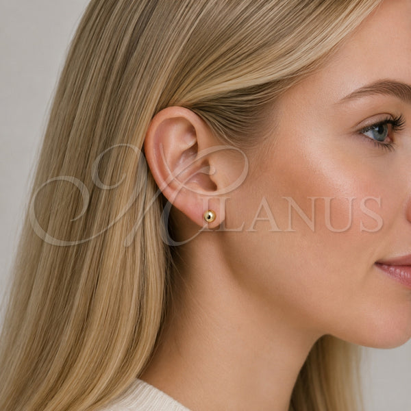 Oro Laminado Stud Earring, Gold Filled Style Ball Design, Polished, Golden Finish, 5.128.010