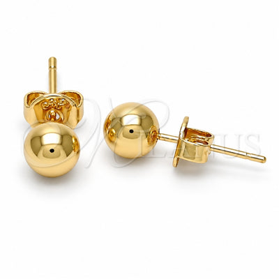 Oro Laminado Stud Earring, Gold Filled Style Ball Design, Polished, Golden Finish, 5.128.010