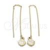 Oro Laminado Threader Earring, Gold Filled Style Sun Design, Polished, Golden Finish, 93.007