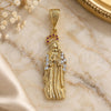Oro Laminado Religious Pendant, Gold Filled Style Guadalupe Design, with Multicolor Cubic Zirconia, Diamond Cutting Finish, Golden Finish, 5.184.014