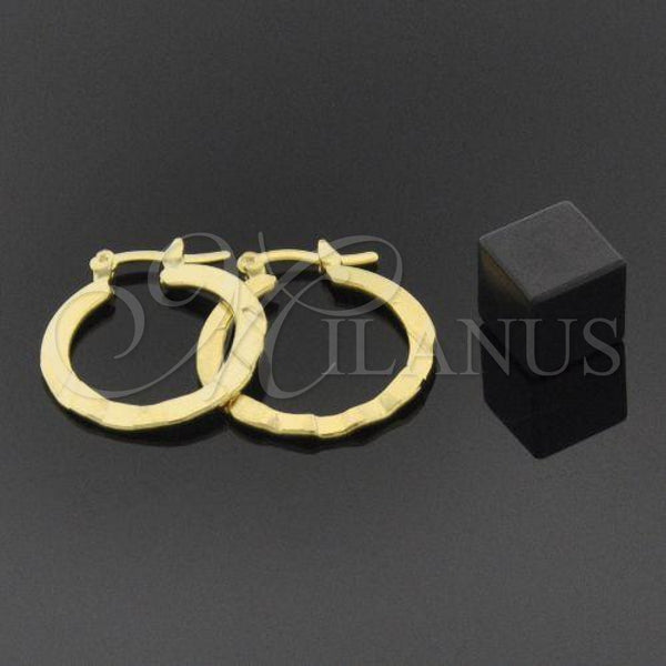 Oro Laminado Small Hoop, Gold Filled Style Diamond Cutting Finish, Golden Finish, 112.018