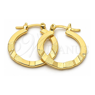 Oro Laminado Small Hoop, Gold Filled Style Diamond Cutting Finish, Golden Finish, 112.018
