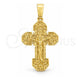 Oro Laminado Religious Pendant, Gold Filled Style Cross Design, Diamond Cutting Finish, Golden Finish, 5.190.011