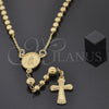 Oro Laminado Large Rosary, Gold Filled Style Guadalupe and Crucifix Design, Polished, Golden Finish, 5.211.005
