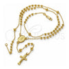 Oro Laminado Large Rosary, Gold Filled Style Guadalupe and Crucifix Design, Polished, Golden Finish, 5.211.005