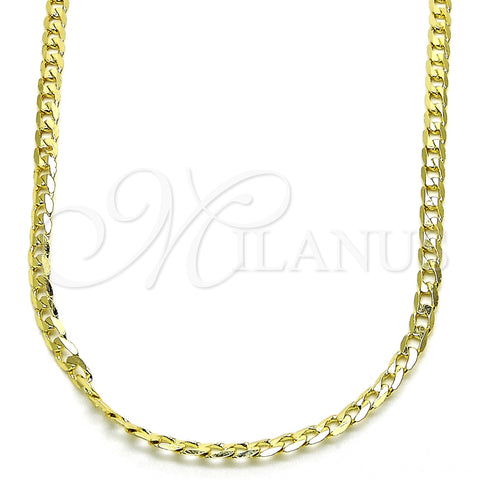 Oro Laminado Basic Necklace, Gold Filled Style Curb Design, Polished, Golden Finish, 5.222.007.20 (0.80 Gauge, 03 MM Thickness, 20 Inches Length)