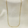 Oro Laminado Basic Necklace, Gold Filled Style Curb Design, Polished, Golden Finish, 5.222.007.24 (0.80 Gauge, 03 MM Thickness, 24 Inches Length)