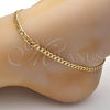Oro Laminado Basic Anklet, Gold Filled Style Curb Design, Polished, Golden Finish, 5.222.006.10 (100 Gauge, 04 MM Thickness, 10 Inches Length)