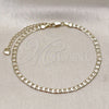 Oro Laminado Basic Anklet, Gold Filled Style Curb Design, Polished, Golden Finish, 5.222.006.10 (100 Gauge, 04 MM Thickness, 10 Inches Length)