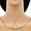 Oro Laminado Basic Necklace, Gold Filled Style Curb Design, Polished, Golden Finish, 5.222.006.18