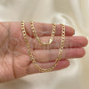 Oro Laminado Basic Necklace, Gold Filled Style Curb Design, Polished, Golden Finish, 5.222.006.18