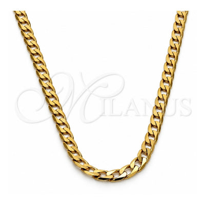 Oro Laminado Basic Necklace, Gold Filled Style Curb Design, Polished, Golden Finish, 5.222.006.20 (100 Gauge, 04 MM Thickness, 20 Inches Length)