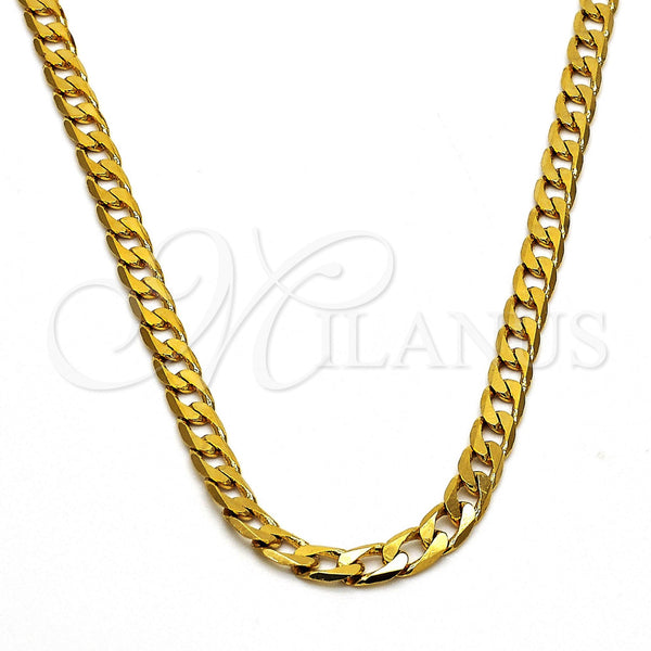 Oro Laminado Basic Necklace, Gold Filled Style Curb Design, Polished, Golden Finish, 5.222.006.20 (100 Gauge, 04 MM Thickness, 20 Inches Length)