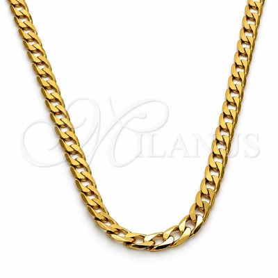 Oro Laminado Basic Necklace, Gold Filled Style Curb Design, Polished, Golden Finish, 5.222.006.24 (100 Gauge, 04 MM Thickness, 24 Inches Length)