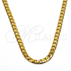 Oro Laminado Basic Necklace, Gold Filled Style Curb Design, Polished, Golden Finish, 5.222.006.24 (100 Gauge, 04 MM Thickness, 24 Inches Length)