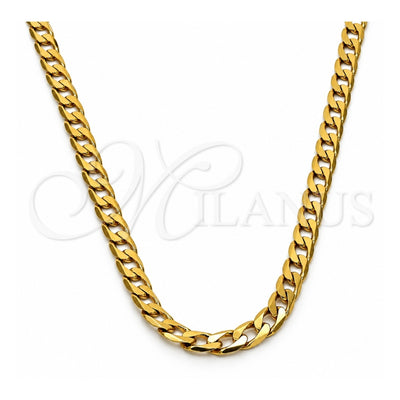 Oro Laminado Basic Necklace, Gold Filled Style Curb Design, Polished, Golden Finish, 5.222.006.30 (100 Gauge, 04 MM Thickness, 30 Inches Length)