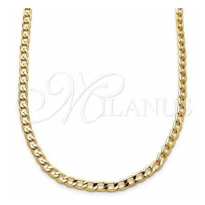 Oro Laminado Basic Necklace, Gold Filled Style Curb Design, Polished, Golden Finish, 5.222.005.20 (120 Gauge, 04 MM Thickness, 20 Inches Length)