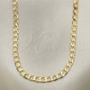Oro Laminado Basic Necklace, Gold Filled Style Curb Design, Polished, Golden Finish, 5.222.005.24 (100 Gauge, Thickness, 24 Inches Length)