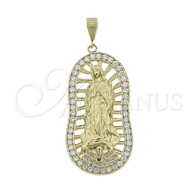 Oro Laminado Religious Pendant, Gold Filled Style Hand of God Design, with White Cubic Zirconia, Polished for wholesale, main product view