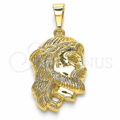 Oro Laminado Religious Pendant, Gold Filled Style Jesus Design, Polished, Golden Finish, 05.16.0073