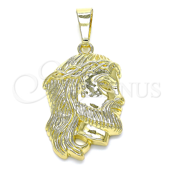 Oro Laminado Religious Pendant, Gold Filled Style Jesus Design, Polished, Golden Finish, 05.16.0073