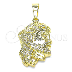 Oro Laminado Religious Pendant, Gold Filled Style Jesus Design, Polished, Golden Finish, 05.16.0073