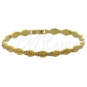 Oro Laminado Solid Bracelet, Gold Filled Style Diamond Cutting Finish, Golden Finish, 4923.029.07 (8 Inches Length)