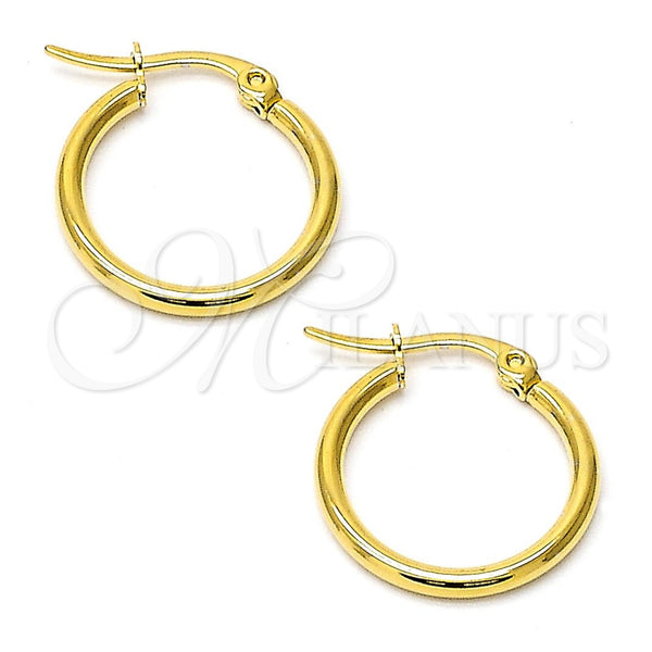 Stainless Steel Small Hoop, Polished, Golden Finish, 015999.20