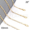 Oro Laminado Basic Necklace, Gold Filled Style Figaro Design, Polished, Golden Finish, 5.222.017.20 (0.80 Gauge, 03 MM Thickness, 20 Inches Length)