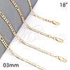 Oro Laminado Basic Necklace, Gold Filled Style Figaro Design, Polished, Golden Finish, 5.222.017.18 (0.80 Gauge, 03 MM Thickness, 18 Inches Length)