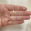 Oro Laminado Basic Necklace, Gold Filled Style Figaro Design, Polished, Golden Finish, 5.222.019.16 (0.50 Gauge, 02 MM Thickness, 16 Inches Length)
