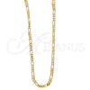 Oro Laminado Basic Necklace, Gold Filled Style Figaro Design, Polished, Golden Finish, 5.222.019.16 (0.50 Gauge, 02 MM Thickness, 16 Inches Length)