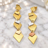Oro Laminado Long Earring, Gold Filled Style Brushed Finish, Tricolor, 70.001