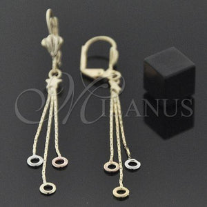 Oro Laminado Long Earring, Gold Filled Style Polished, Tricolor, 83.010999999999996