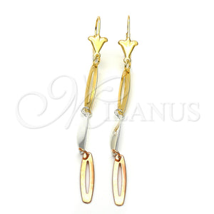 Oro Laminado Chandelier Earring, Gold Filled Style Polished, Tricolor, 78.008