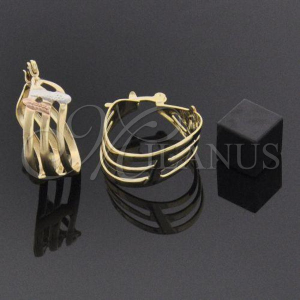 Oro Laminado Small Hoop, Gold Filled Style Polished, Tricolor, 106.03
