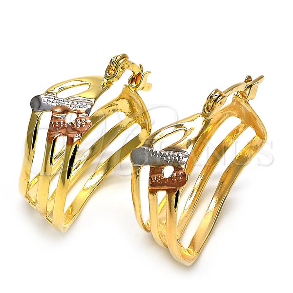 Oro Laminado Small Hoop, Gold Filled Style Polished, Tricolor, 106.03