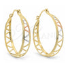 Oro Laminado Medium Hoop, Gold Filled Style Diamond Cutting Finish, Tricolor, 106.025