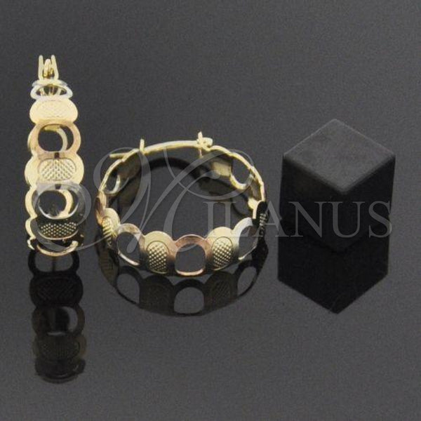 Oro Laminado Small Hoop, Gold Filled Style Diamond Cutting Finish, Tricolor, 110.03