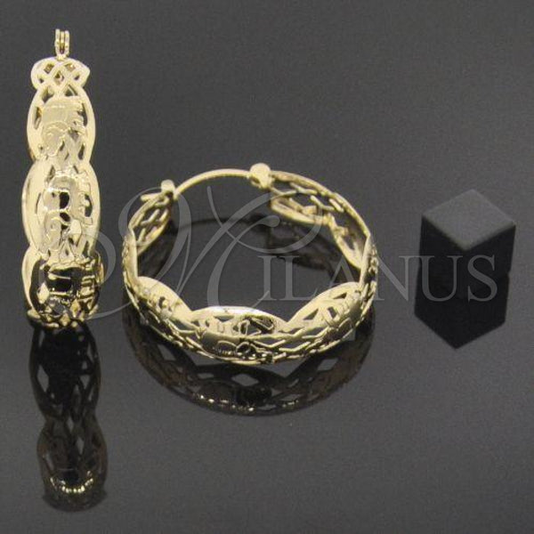 Oro Laminado Medium Hoop, Gold Filled Style Elephant Design, Polished, Golden Finish, 106.010.1