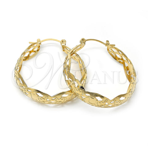 Oro Laminado Medium Hoop, Gold Filled Style Elephant Design, Polished, Golden Finish, 106.010.1