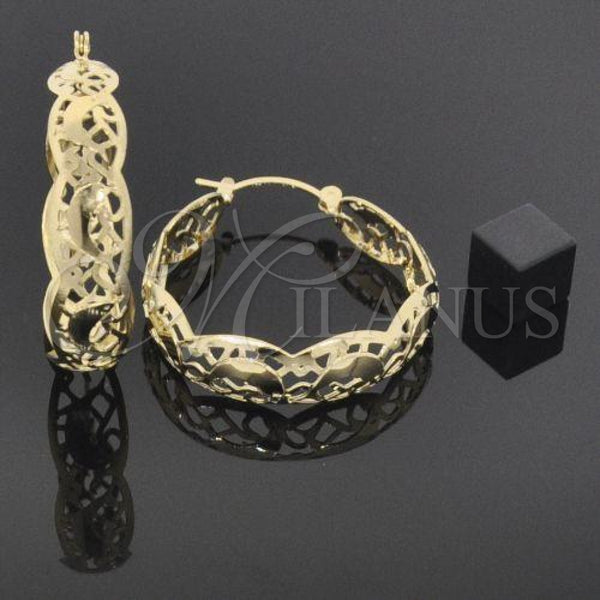 Oro Laminado Medium Hoop, Gold Filled Style Dolphin and Filigree Design, Polished, Golden Finish, 106.009.1